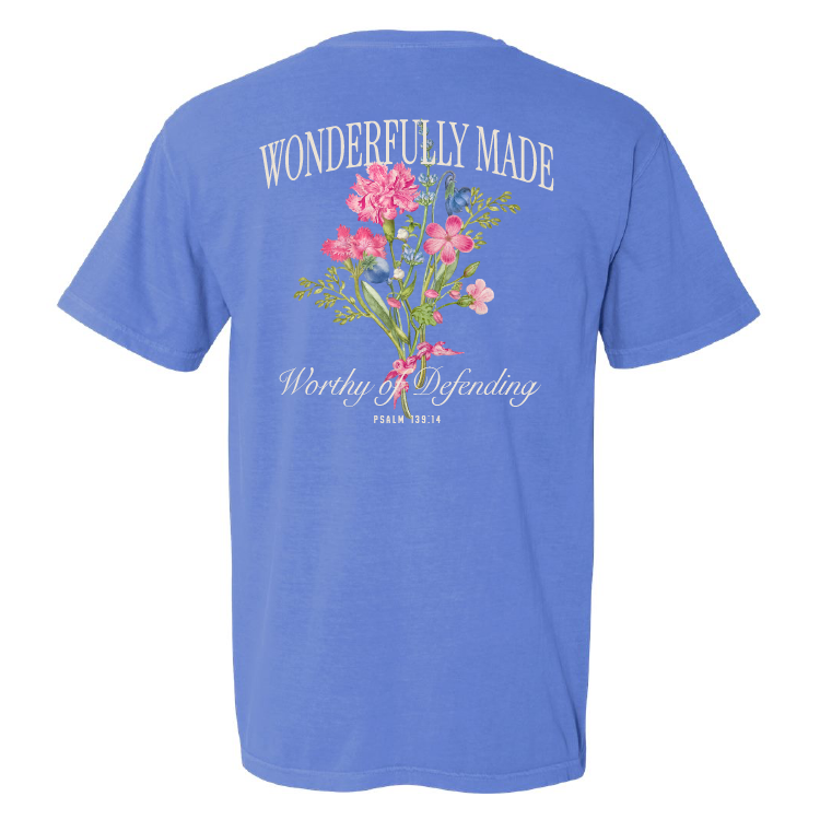 Defend Life Comfort Colors® Shirt - Wonderfully Made Floral - Image 1