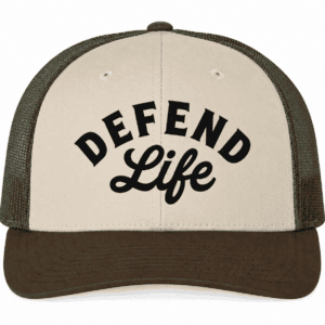 Defend Life Cream and Green/Tan/Brown Hat